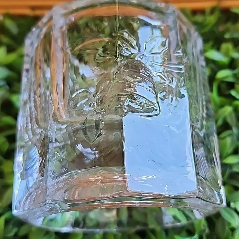 Vintage Mikasa Crystal Holiday Candleholder With Embossed Bells